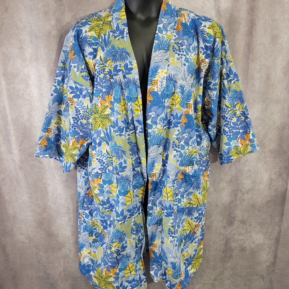 Anthropologie Print Fresh Tropical Vibe Open Front Kimono size L/XL